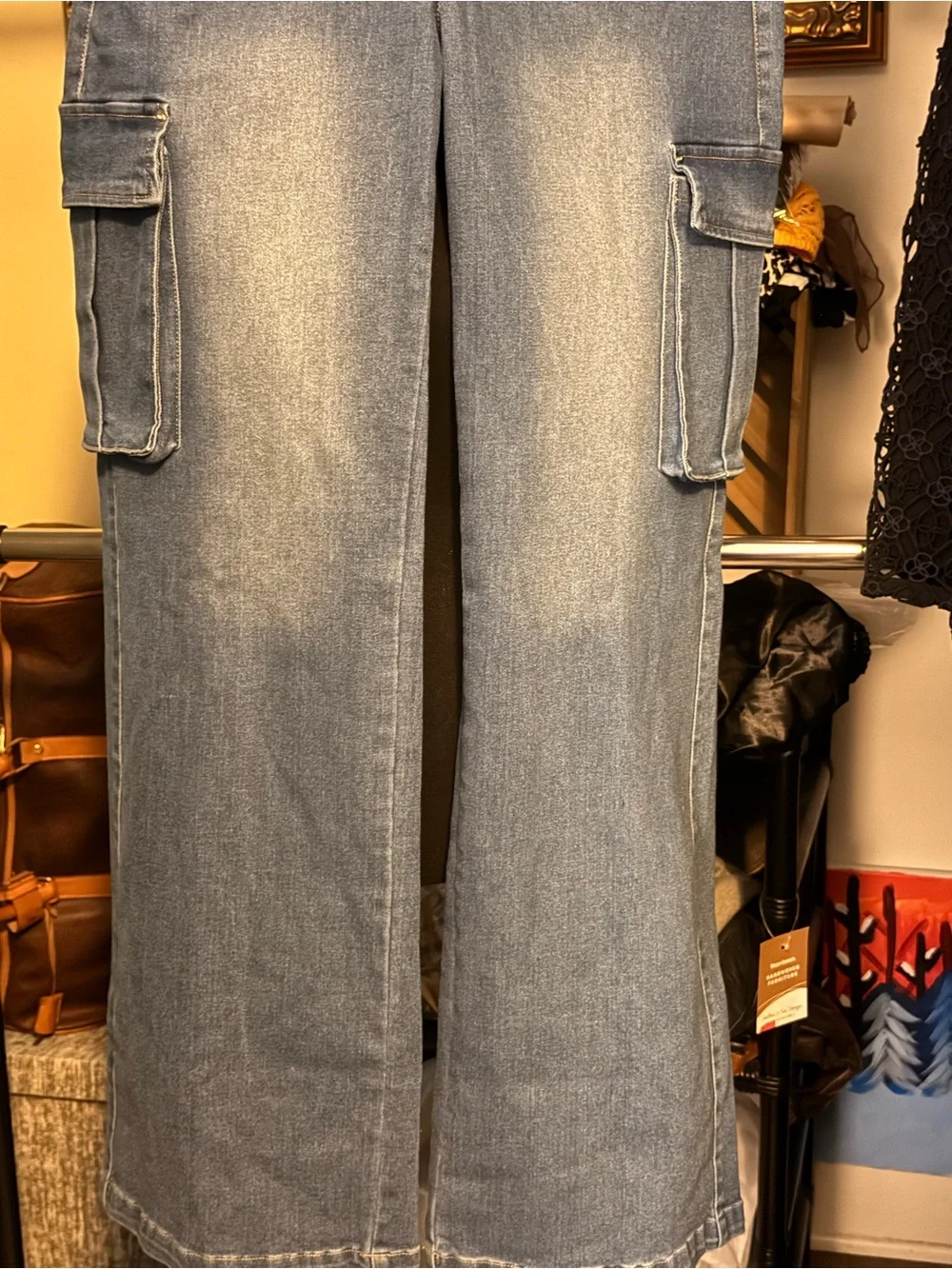 Timing Light Wash Denim Halter Jumpsuit